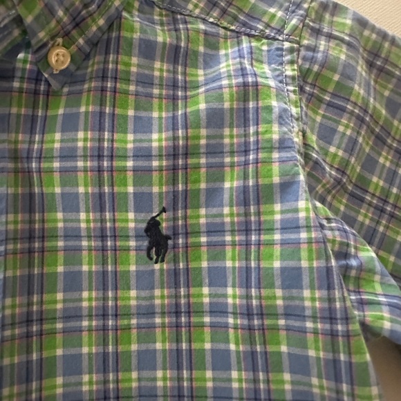 Ralph Lauren 2T Toddler Boy Blue Green Short Sleeve Shirt Spring Summer - Picture 2 of 6